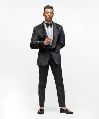 Geometric black embellished tuxedo 1