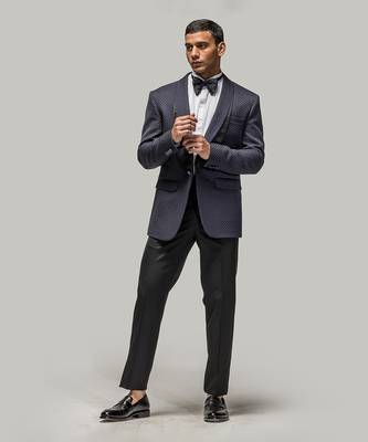 Navy geometric embroidered tuxedo 1