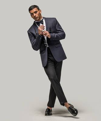 Navy geometric embroidered tuxedo 3