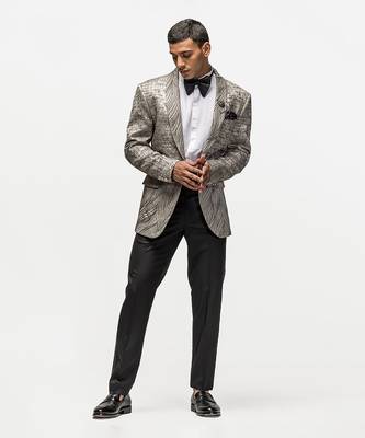 Grey twin jacquard suit set 1