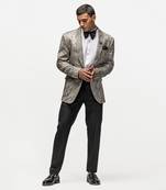 Grey twin jacquard suit set