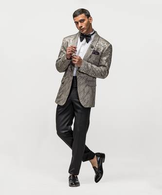 Grey twin jacquard suit set 2