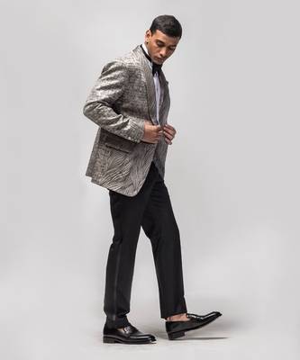 Grey twin jacquard suit set 3