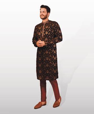 Black banarasi embroidery kurta   3