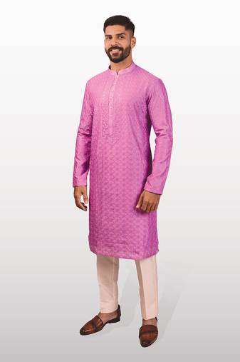 Magenta chikankari embroidery kurta