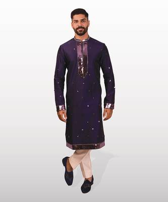 Navy blue embellished sequins kurta 1