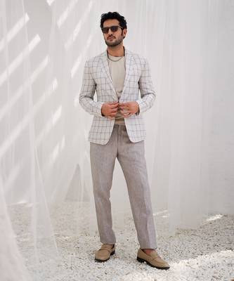 Par chment plaid checks blazer and trouser 1
