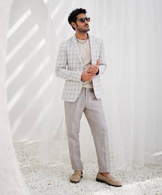 Par chment plaid checks blazer and trouser 2