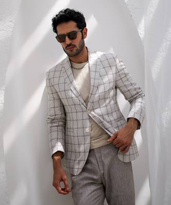 Par chment plaid checks blazer and trouser 4