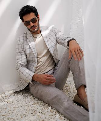 Par chment plaid checks blazer and trouser 5