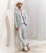 Windowpane check blazer set