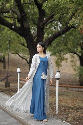 Designer embroidery crochete Shrug with Gown 1