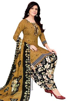 Unstitched crepe salwar suit material printed 1