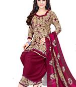 Unstitched crepe salwar suit material printed