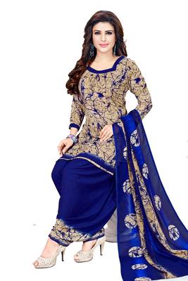 Unstitched crepe salwar suit material printed 1