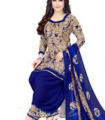 Unstitched crepe salwar suit material printed
