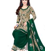 Unstitched crepe salwar suit material printed