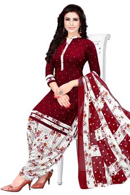 Unstitched crepe salwar suit material printed 1