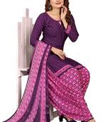 Unstitched crepe salwar suit material printed