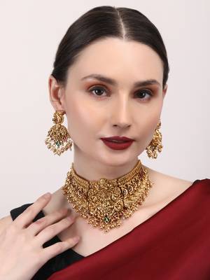 Gold plated temple chowker set 1