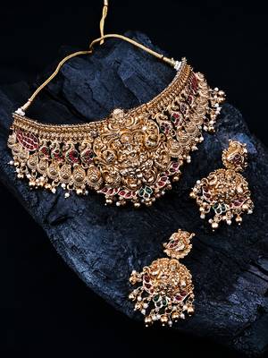 Gold plated temple chowker set 2