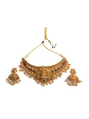 Gold plated temple chowker set 3