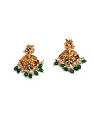 Gold plated green beads temple chowker set 4