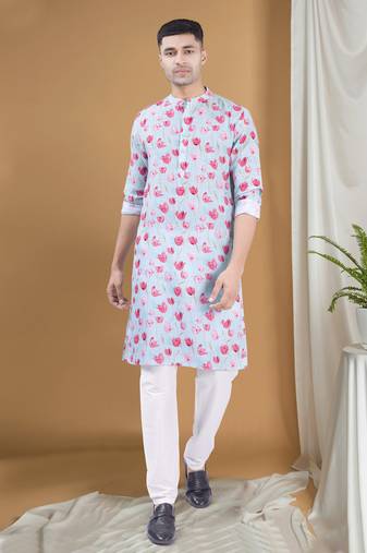 Shiwam ethnix men's pastel kurta top - tropical paradise