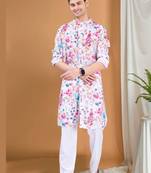 men's pastel kurta top - tropical paradise