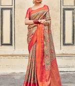 Multicolor Pure Dharmavaram Silk Jacquard Woven Saree With Blouse