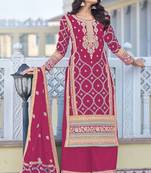 Rani pink heavy chinon silk thread embroidery zari sequins work salwar kameez
