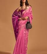 Pink Handwoven Silk Jacquard Woven Saree With Blouse