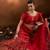 Red Embroidered Semi Stitched Zari Work And Thread Work Lehenga Choli