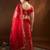Red Embroidered Semi Stitched Zari Work And Thread Work Lehenga Choli