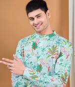 men's pastel kurta with elastic pyjama set - tropical paradise