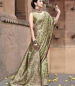 Elora pure tussar silk warli embroidery saree for women (light green)