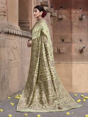 Elora pure tussar silk warli embroidery saree for women (light green) 5