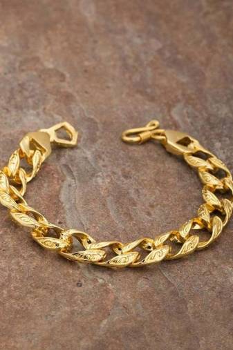Link chain brass gold plated bracelet