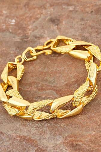 Embedded brass gold plated bracelet