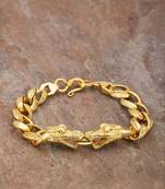 Gold-plated link dragon face bracelet