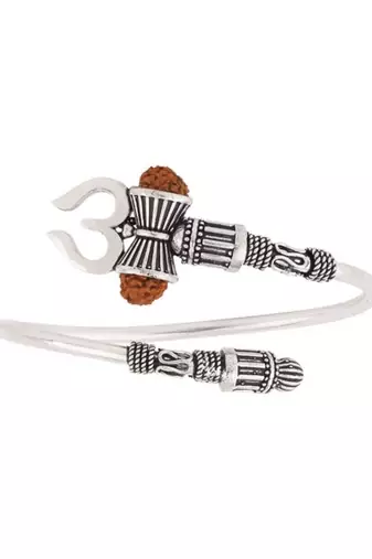 Trishul silver oxidized bracelet