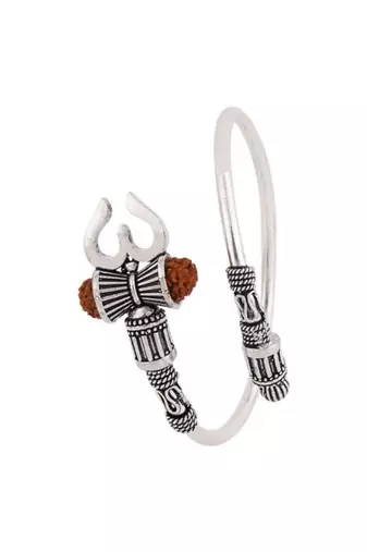 Trishul silver oxidized bracelet