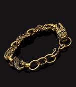 Embedded dragon feel gold oxidised bracelet