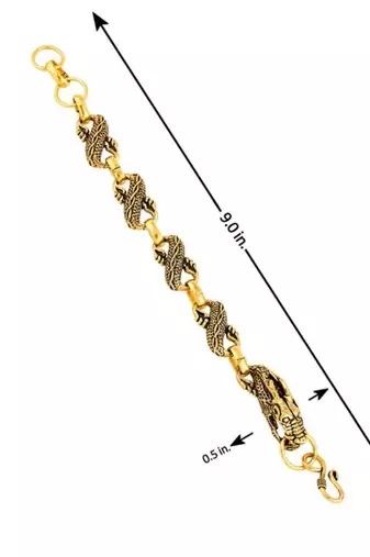 Embedded dragon feel gold oxidised bracelet