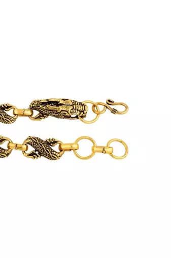 Embedded dragon feel gold oxidised bracelet