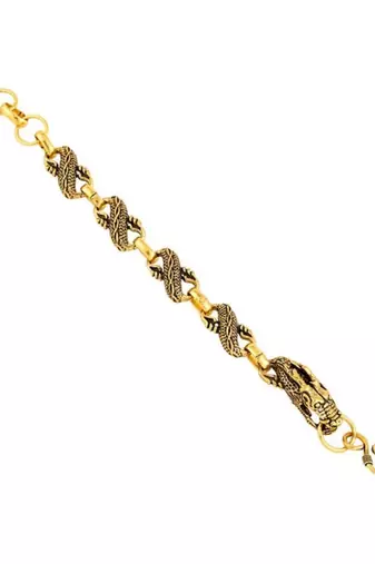 Embedded dragon feel gold oxidised bracelet