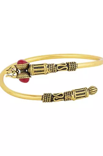 Trishul oxidized gold bracelet