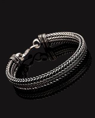 Ethnic foxtail chain silver bracelet 1