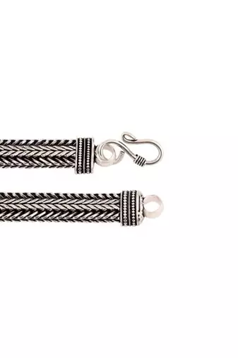 Ethnic foxtail chain silver bracelet