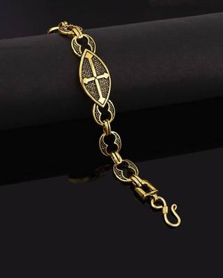 Ethnic foxtail chain gold oxidised bracelet 1